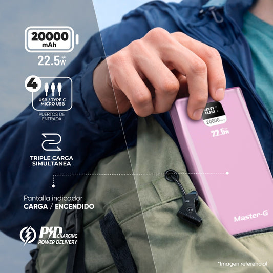 Batería Externa Power Bank 20000 Mah 22.5W UCP20PPD Rosada