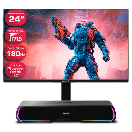 Pack Monitor Gamer Led 24" Full HD 180Hz 1Ms + Soundbar