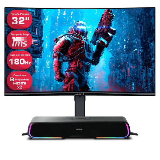 Pack Monitor Gamer Curvo Led  32" Full HD 180Hz + Soundbar